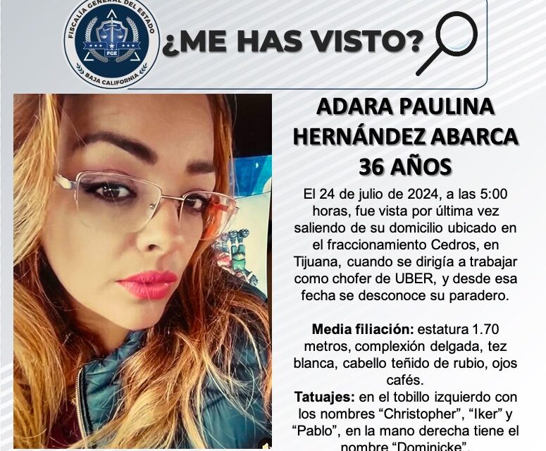Buscan a mujer conductora de DiDi; desapareció en Tijuana