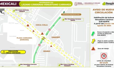 Habilita SIDURT paso inferior en distribuidor vial Lázaro Cárdenas y Venustiano Carranza en Mexicali