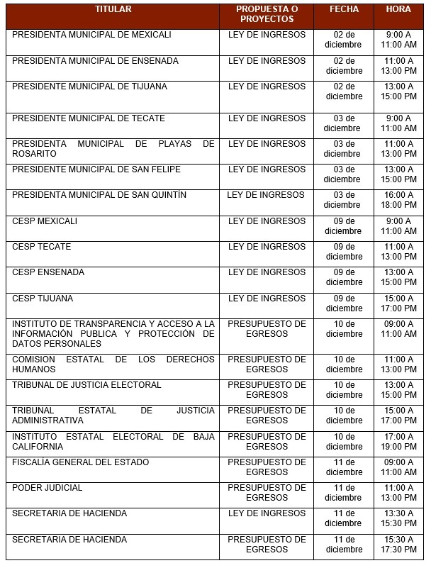calendario del congreso