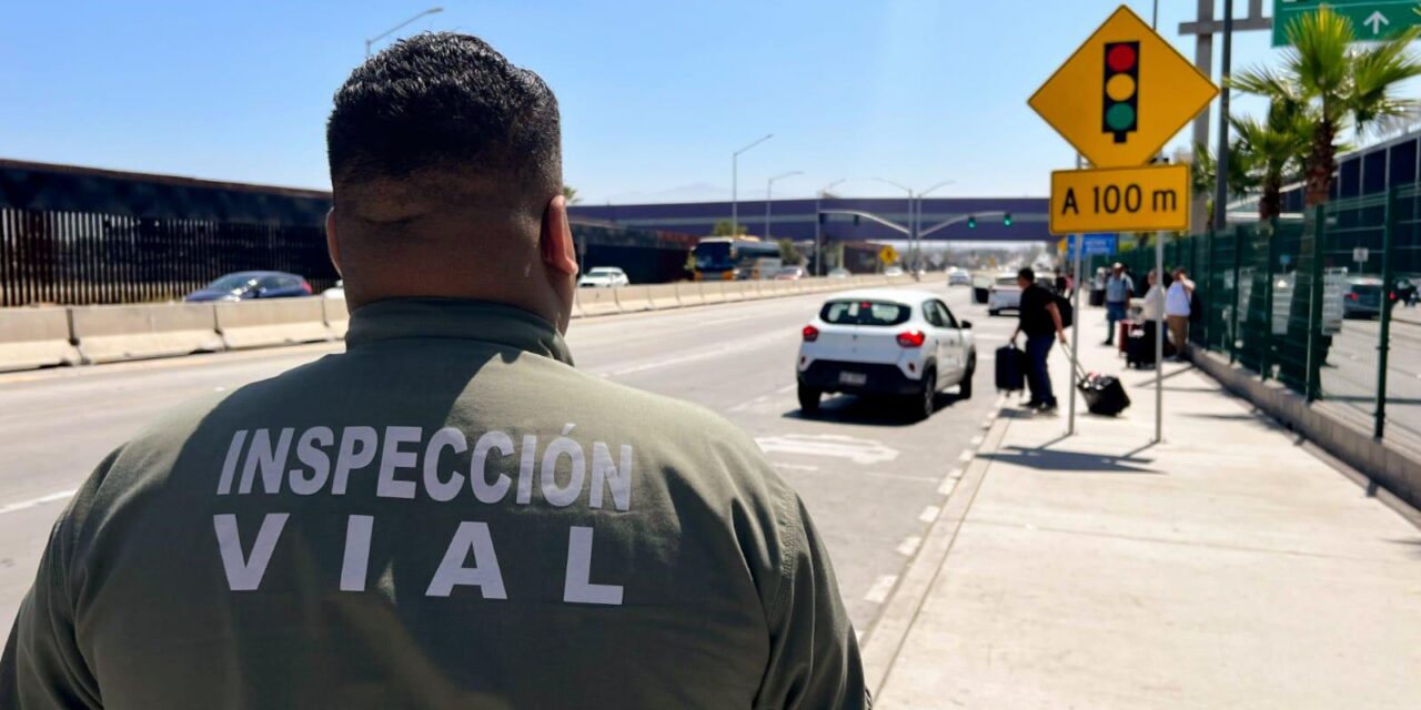 Refuerza Gobierno Municipal seguridad vial en zonas de transporte público en el Aeropuerto Internacional de Tijuana
