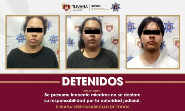 Detiene Policía Municipal de Tijuana a tres personas por robo con violencia a conductor de plataforma DiDi