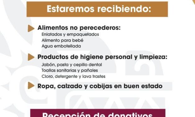 Se suma Gobierno Municipal con centros de acopio en apoyo a familias afectadas por lluvias en el país