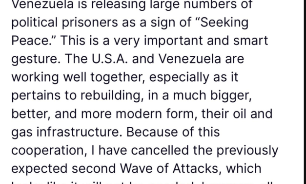 «He cancelado la segunda ola de ataques prevista previamente contra Venezuela», dice Trump, tras liberación de Presos Políticos