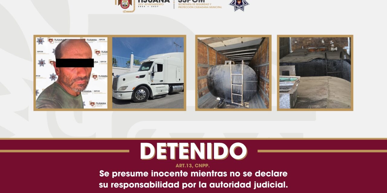 Detiene Policía Municipal tráiler con dos bidones de presunto combustible de procedencia ilícita