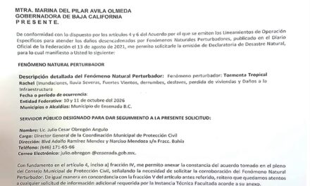 SOLICITA CLAUDIA AGATÓN DECLARATORÍA DE DESASTRE NATURAL PARA ENSENADA